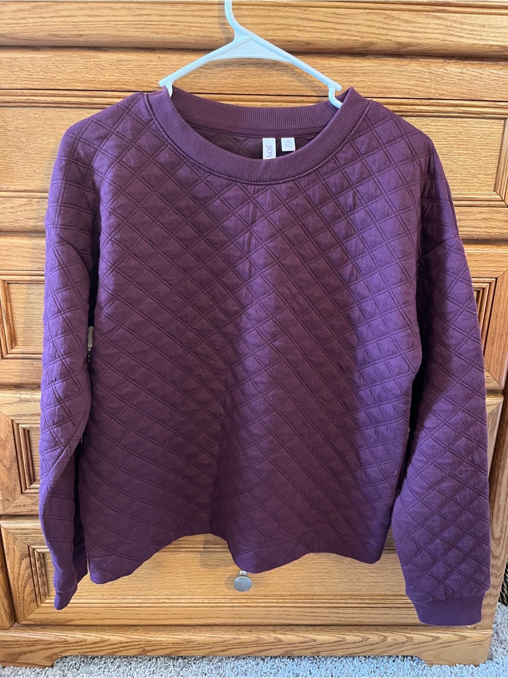 Quilted Crewneck Sweatshirt - Plum